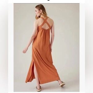 Athleta Arrival Maxi Dress Woman Medium Sunbaked Clay Lightweight Pockets Resort